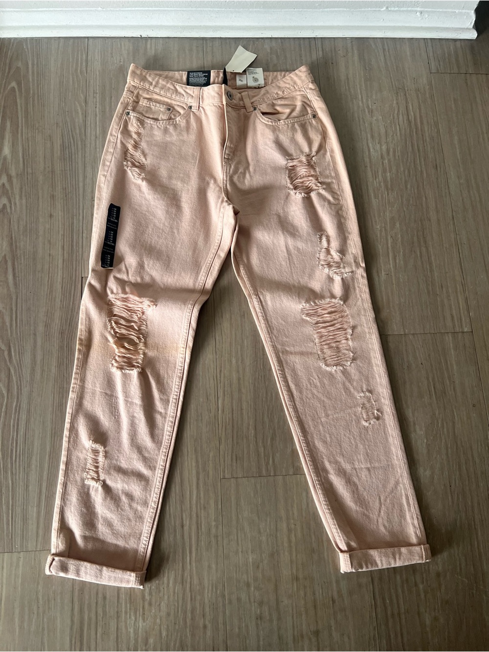 H&M Light Pink Distressed Boyfriend Jeans
